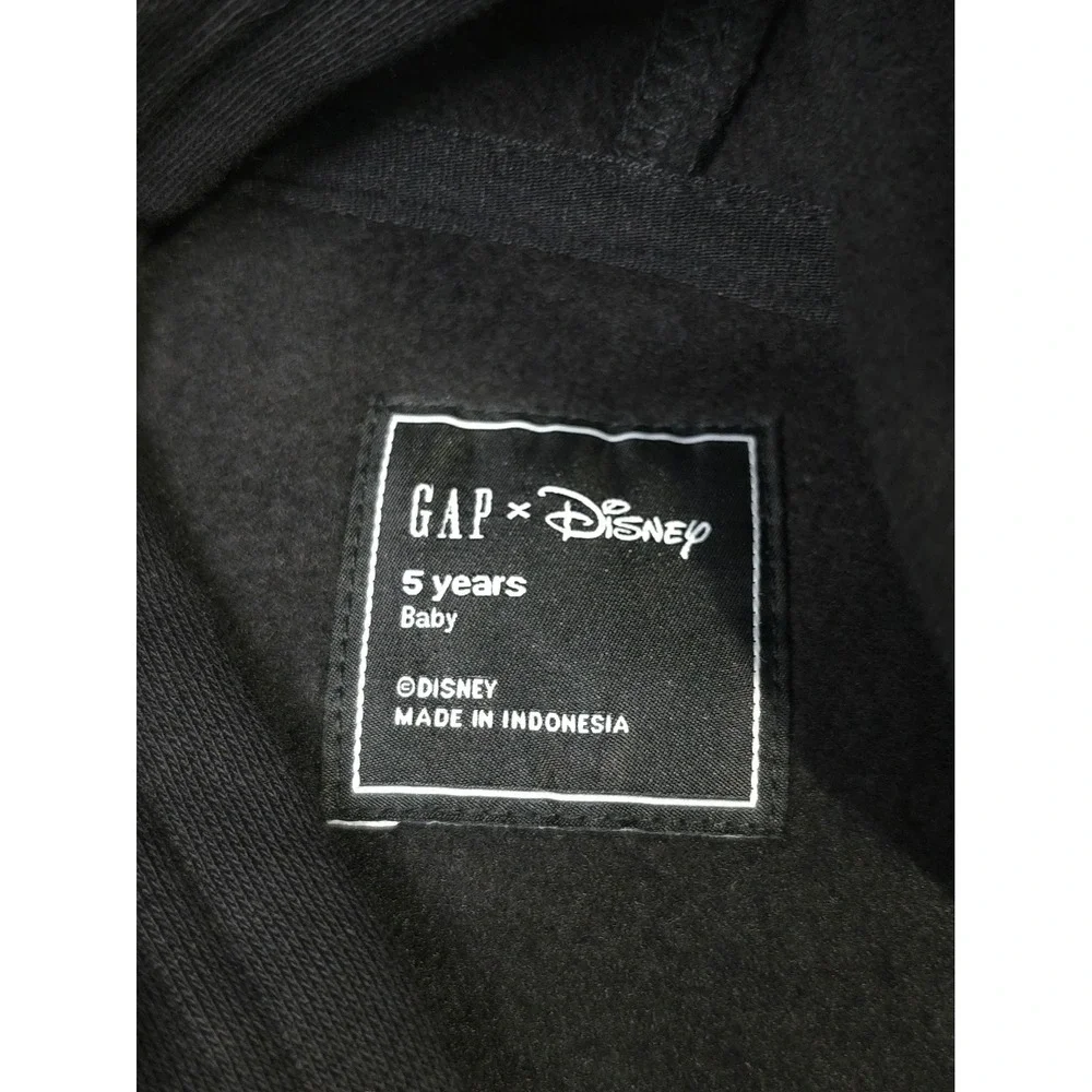 Gap x Disney Mickey Mouse Logo Hoodie Kids Size 5 Black Cotton Blend Fleece NWT